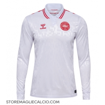 Danimarca Maglia Gara Trasferta Repliche Europei 2024 Maniche Lunghe